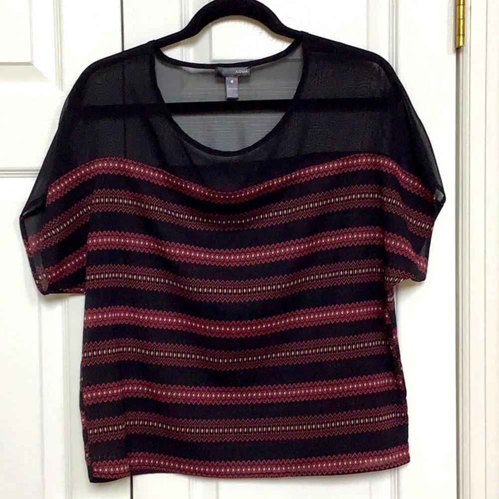 Aqua red and black sheer overlay